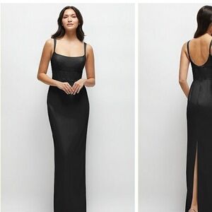 NWT Dessy Group Corset Midriff Crepe Column Gown